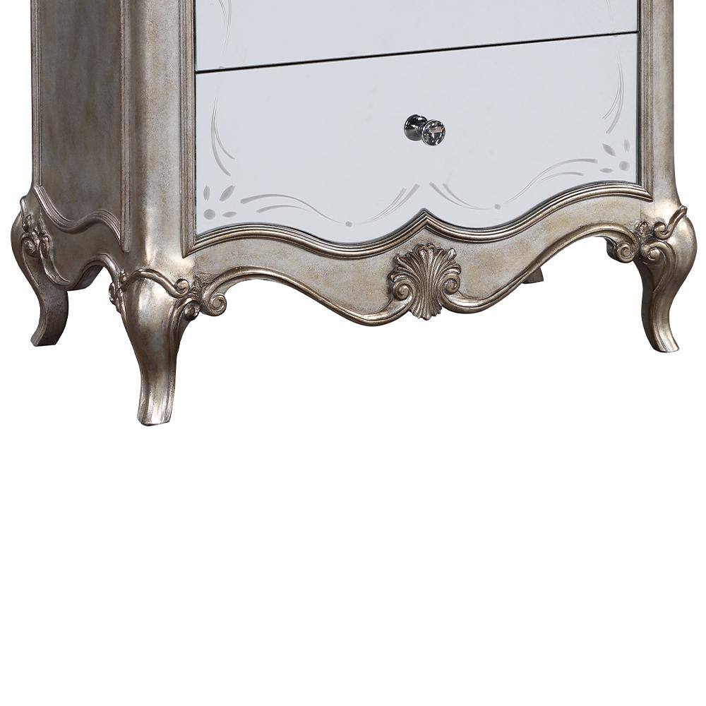 Antique Champagne Mirrored 2-Drawer Nightstand