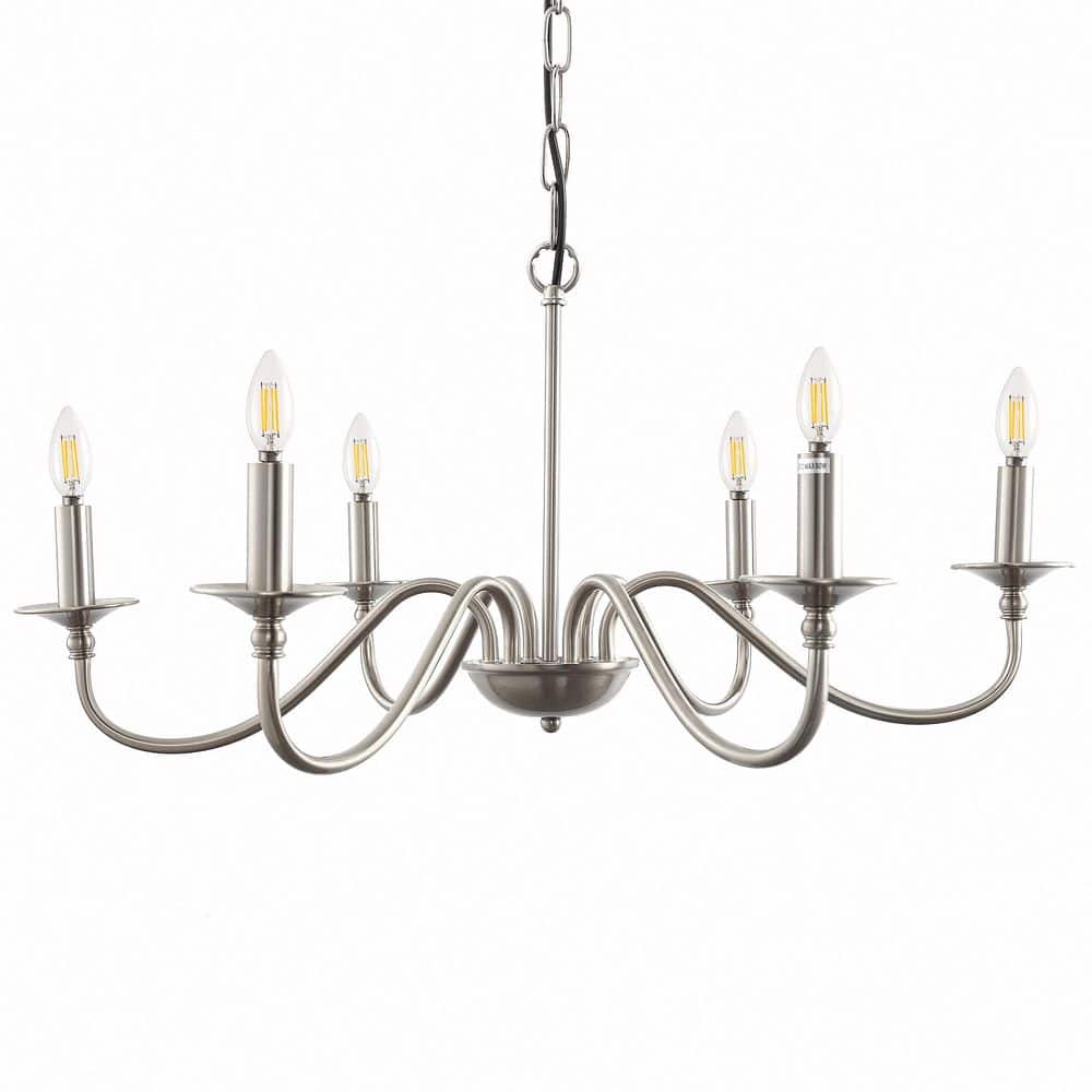 chandelier シェルフ Emeritpro 6-Light Nickel Chandelier with E12 Socket, No Bulbs