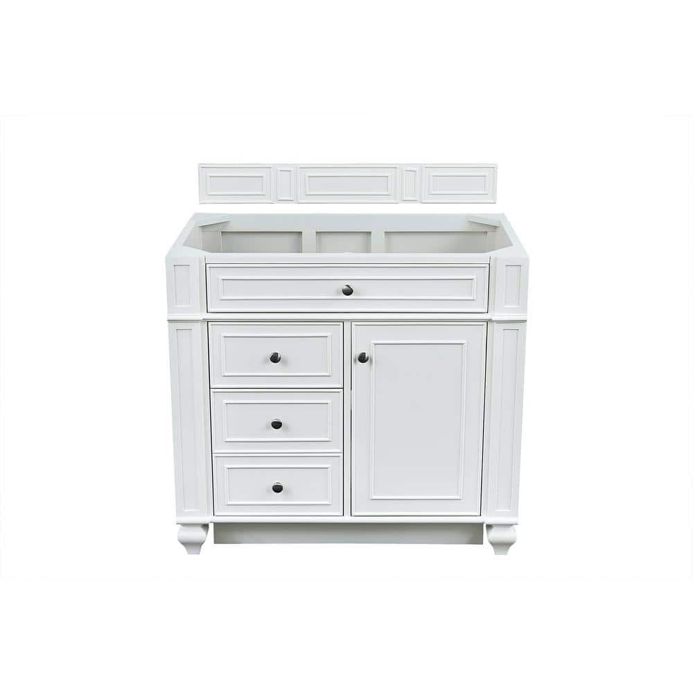 Bright White Plywood Single Vanity with Carrara Marble Top