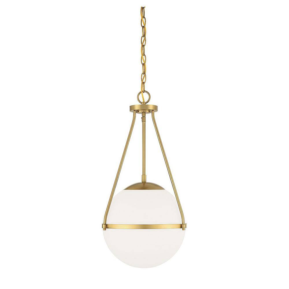 Savoy House Meridian 13 25 In W X 25 25 In H 1 Light Natural Brass Standard Pendant Light With