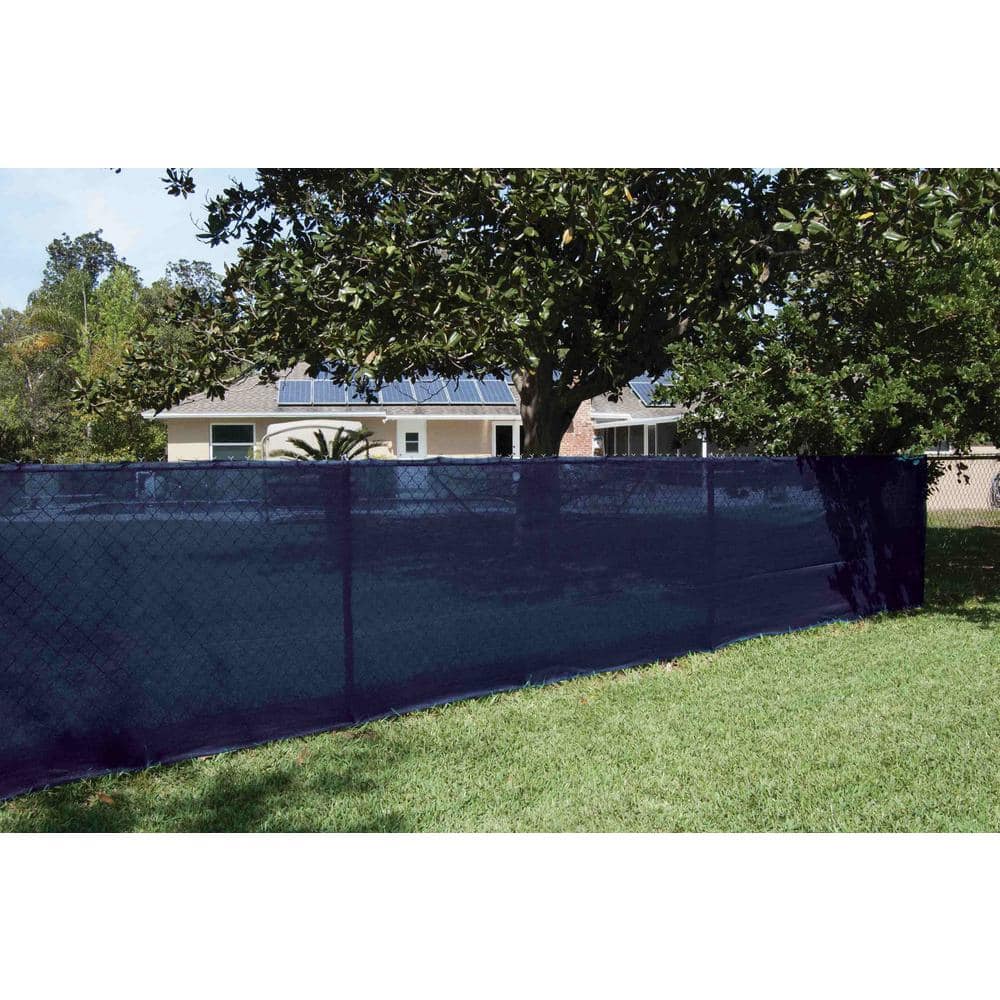44 in. x 50 ft. Blue Mesh Fabric Privacy Fence Screen with Integrated Butto