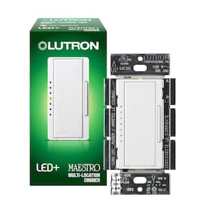 Maestro LED+ Dimmer Switch for Dimmable LED, Incandescent Bulbs, Single-Pole or Multi-Location, Easy-Open Pro Box, White