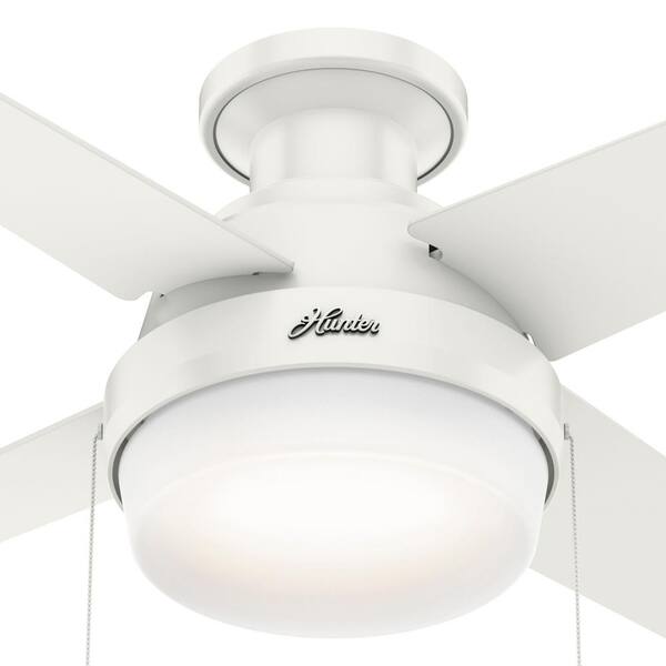 Hunter Ristrello 44 In Led Low Profile Indoor Fresh White Ceiling Fan With Light Kit 50189 - Light Replacement For Hunter Ceiling Fan