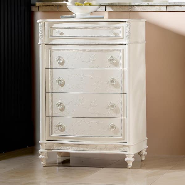 UBesGoo 4-Drawer Dresser Pure White with Metal Handles