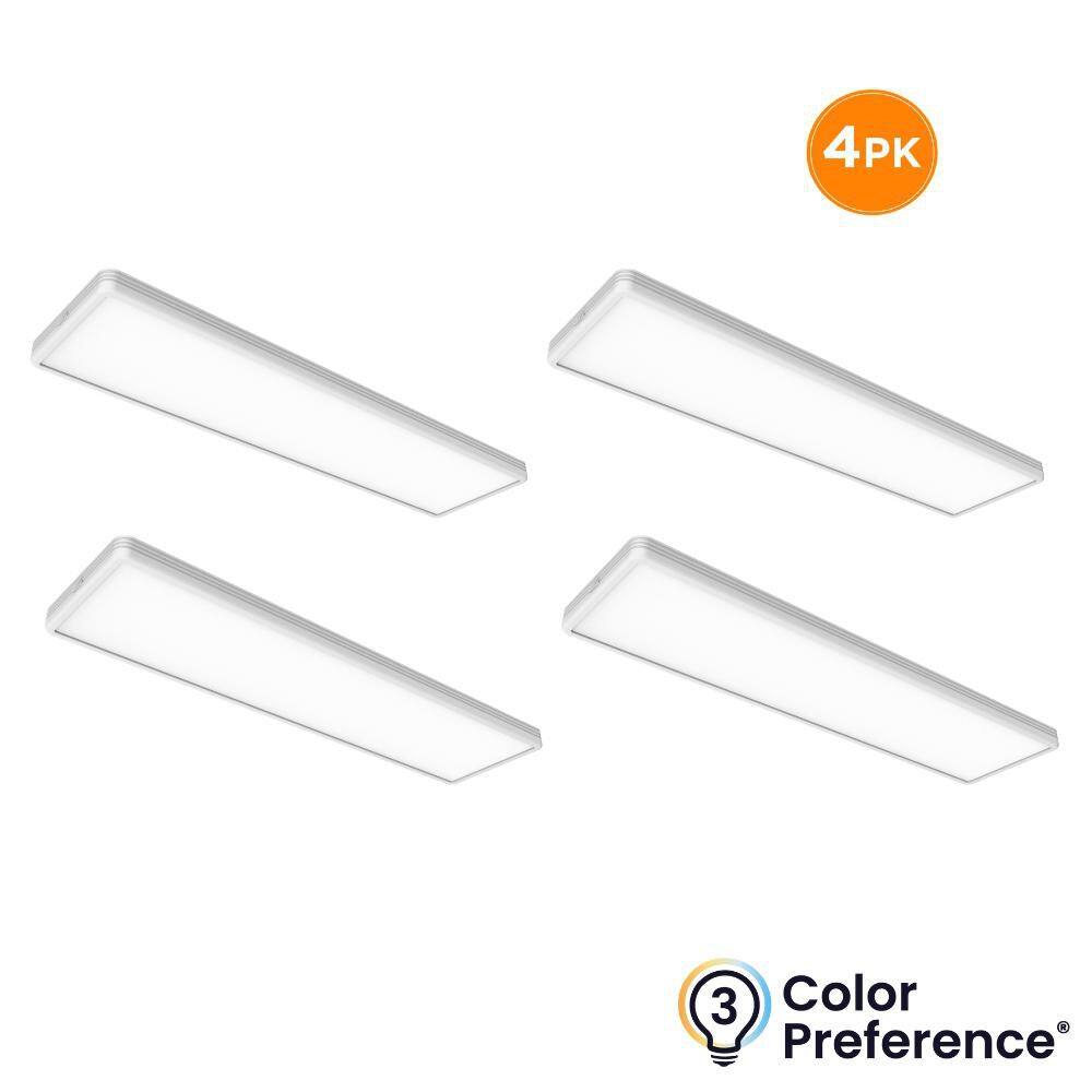 WELLEN 46 in. x 12 in. White Ribbed Trim LED Flush Mount Ceiling Light 4500LM 55W Adjustable CCT Easy Install 4-Pack price history on PriceWatchPro