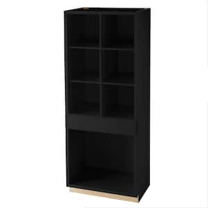 Avondale 36 in. W x 24 in. D x 96 in. H Ready to Assemble Plywood Shaker Open Pantry Kitchen Cabinet in Raven Black