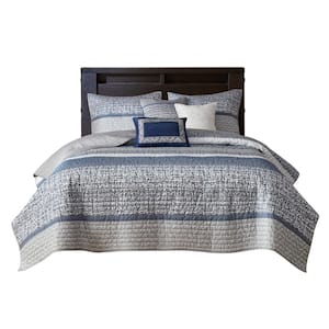 Melody 6-Piece Navy Microfiber Full/Queen Quilt Set