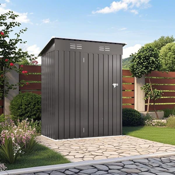 5X3FT (15 sq ft) Outdoor Gray Metal Storage Shed for Garden, Backyard, Patio, Sundries and Bike Storage