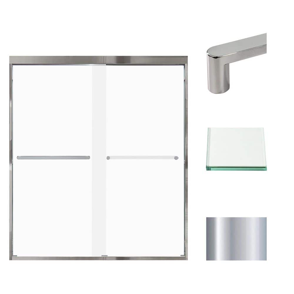 Frederick 59 in. W x 70 in. H Sliding Semi-Frameless Shower Door in Polished Chrome with Frosted Glass price history on PriceWatchPro