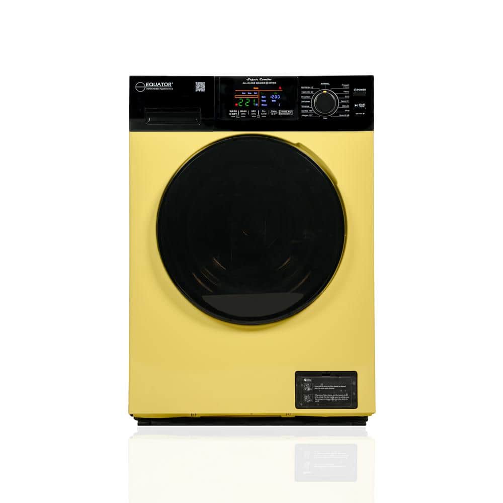 Equator 33.5 in. 18 lbs. 1.9 cu. ft. 110V Washer Smart Home All-in-One Washer and Dryer Combo in Yellow/Black