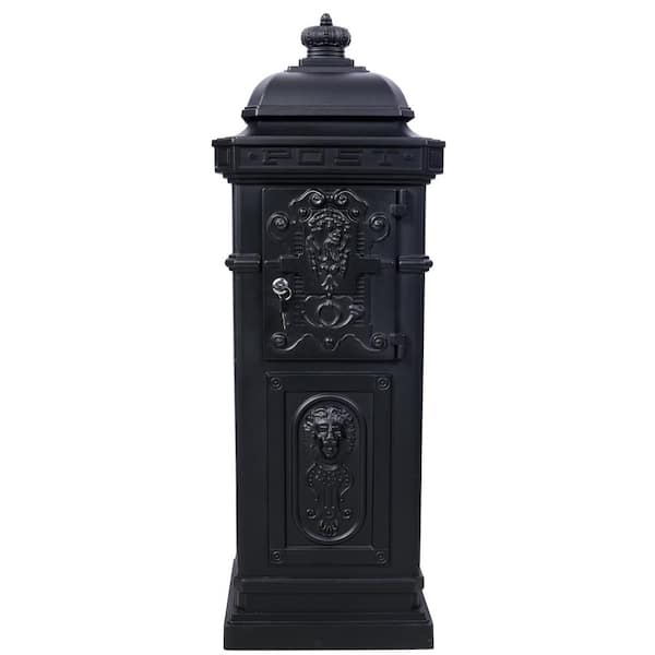 Black Rainproof Garden Floor Letter Box with Safety