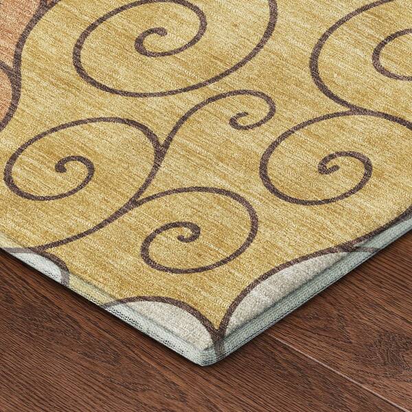 Mayfield Premium Machine Washable Abstract AMF2464 Paprika 10 ft. x 14 ft. Area Rug
