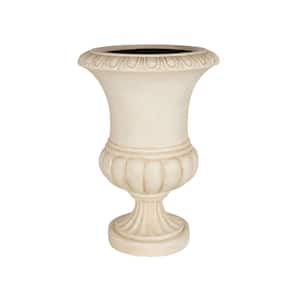 Aged White 8.9 in. H x 22 in. W Cast Stone Egg and Dart Bulbous Urn Planter Pots (Set of 2)