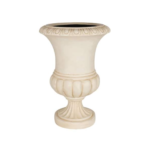 PRIVATE BRAND UNBRANDED Aged White 29 in. Cast Stone Egg and Dart Bulbous Urn Planter