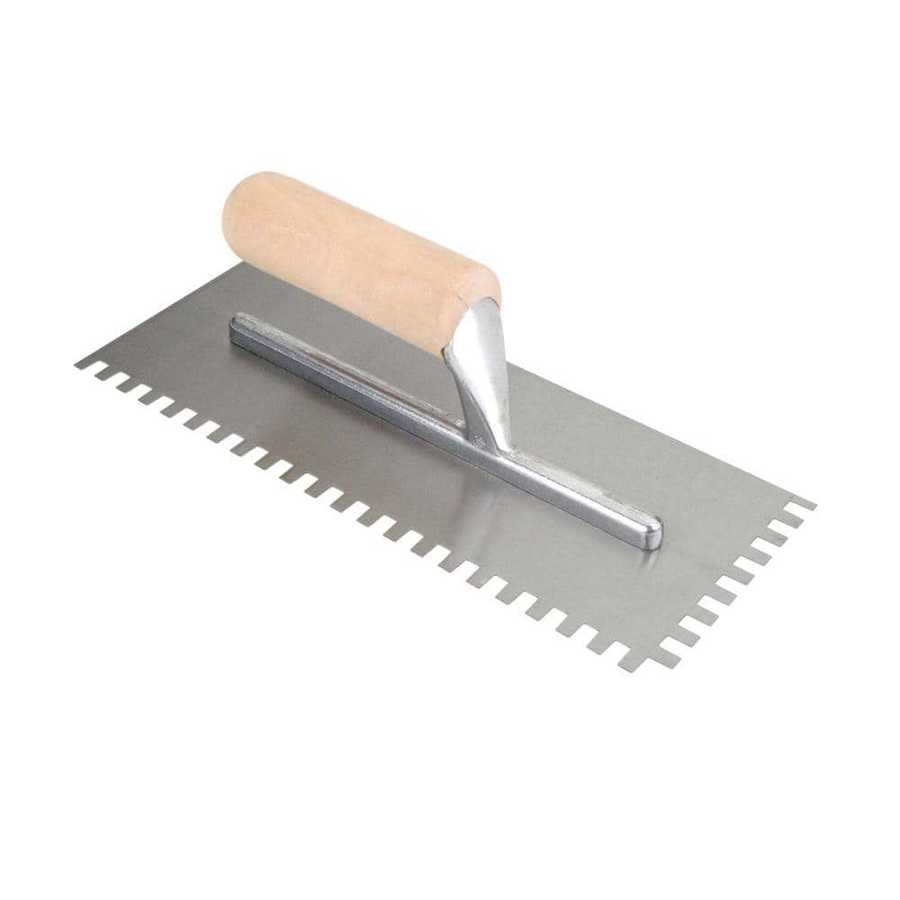 UPC 010306497145 product image for 11 in. x 3/8 in. x 1/4 in. Square-Notch Pro Flooring Trowel with Wooden Handle | upcitemdb.com