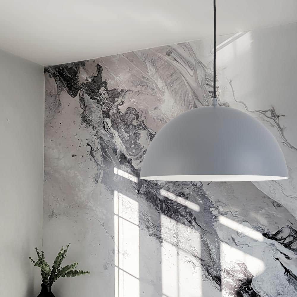 Grey Metal 16" Dome Pendant Light with Adjustable Height