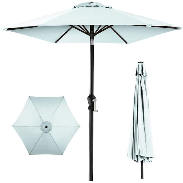 Best Choice Products Baby Blue 10 ft. Steel Market Patio Umbrella with Crank and Tilt