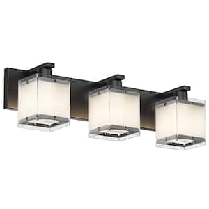 24.01 in. Modern 3-Light Vanity Light Indoor Classic Wall Mounted Lighting with Glass Shade