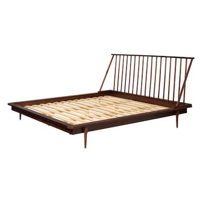 Spindle Back Solid Wood King Bed in Walnut