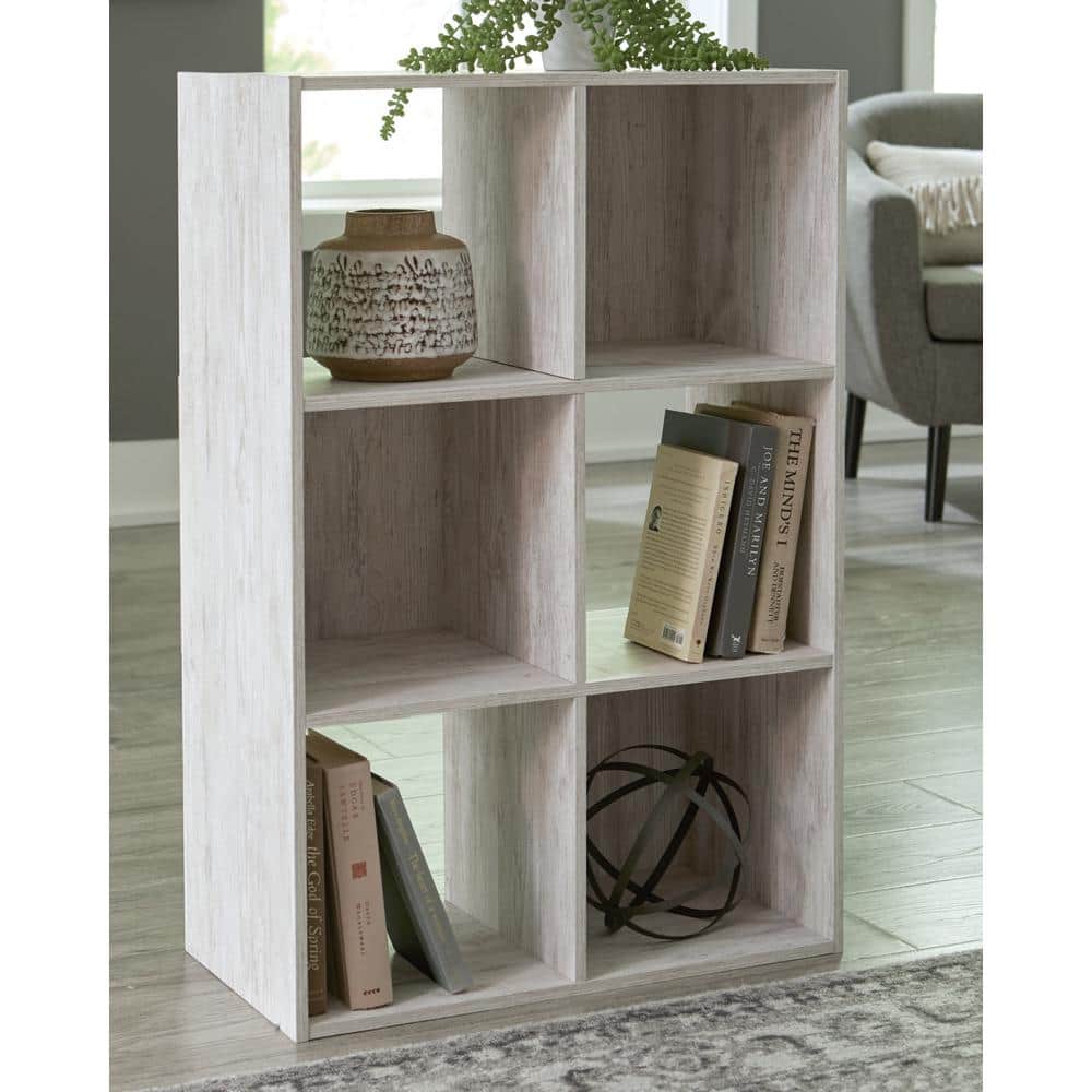 Coastal Chic Whitewashed 6-Cube Organizer with Versatile Storage