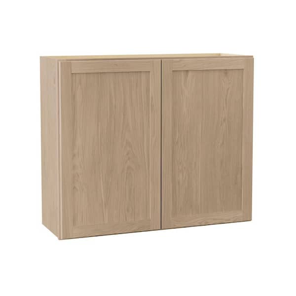 Hampton Bay Sinclair 36 in. W x 12 in. D x 30 in. H Assembled Wall Cabinet in Shaker Light Oak