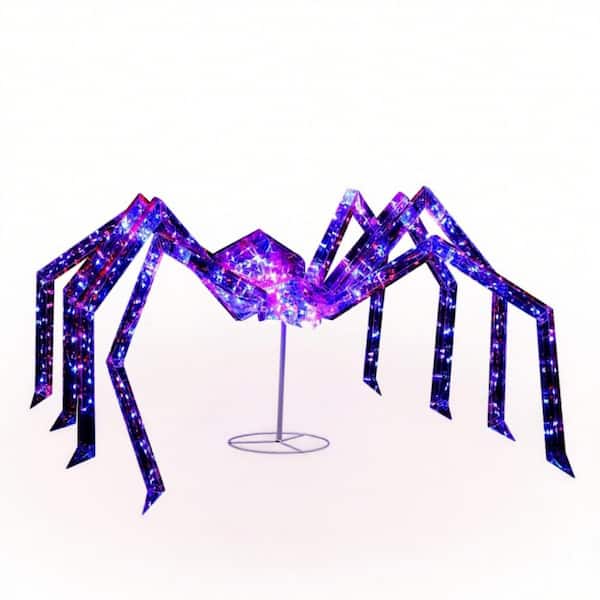 15 in. Plug-in LED Lighted Iridescent Spider Halloween Yard Decoration