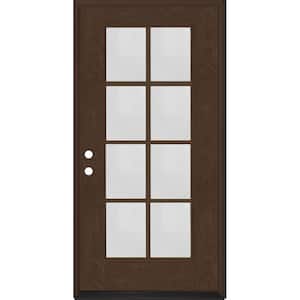 Regency 36 in. x 80 in. Full 8-Lite Right-Hand/Inswing Clear Glass Hickory Stained Fiberglass Prehung Front Door