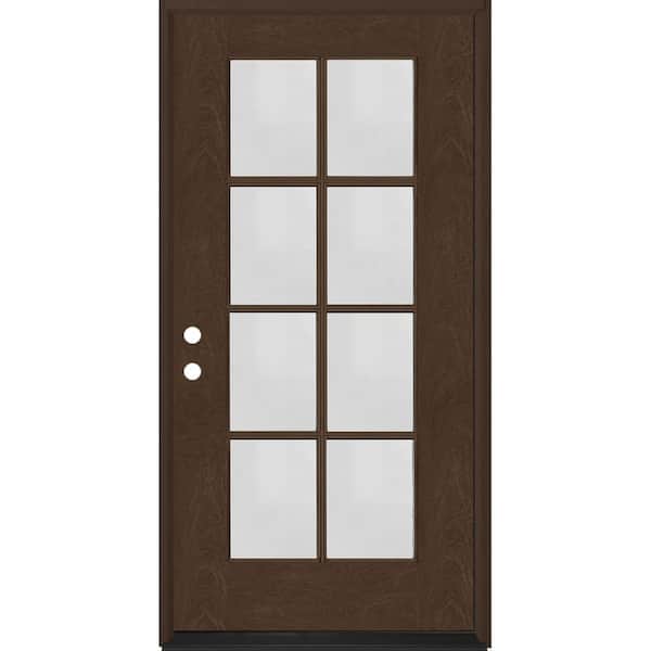 Steves & Sons Regency 36 in. x 80 in. Full 8-Lite Right-Hand/Inswing Clear Glass Hickory Stained Fiberglass Prehung Front Door