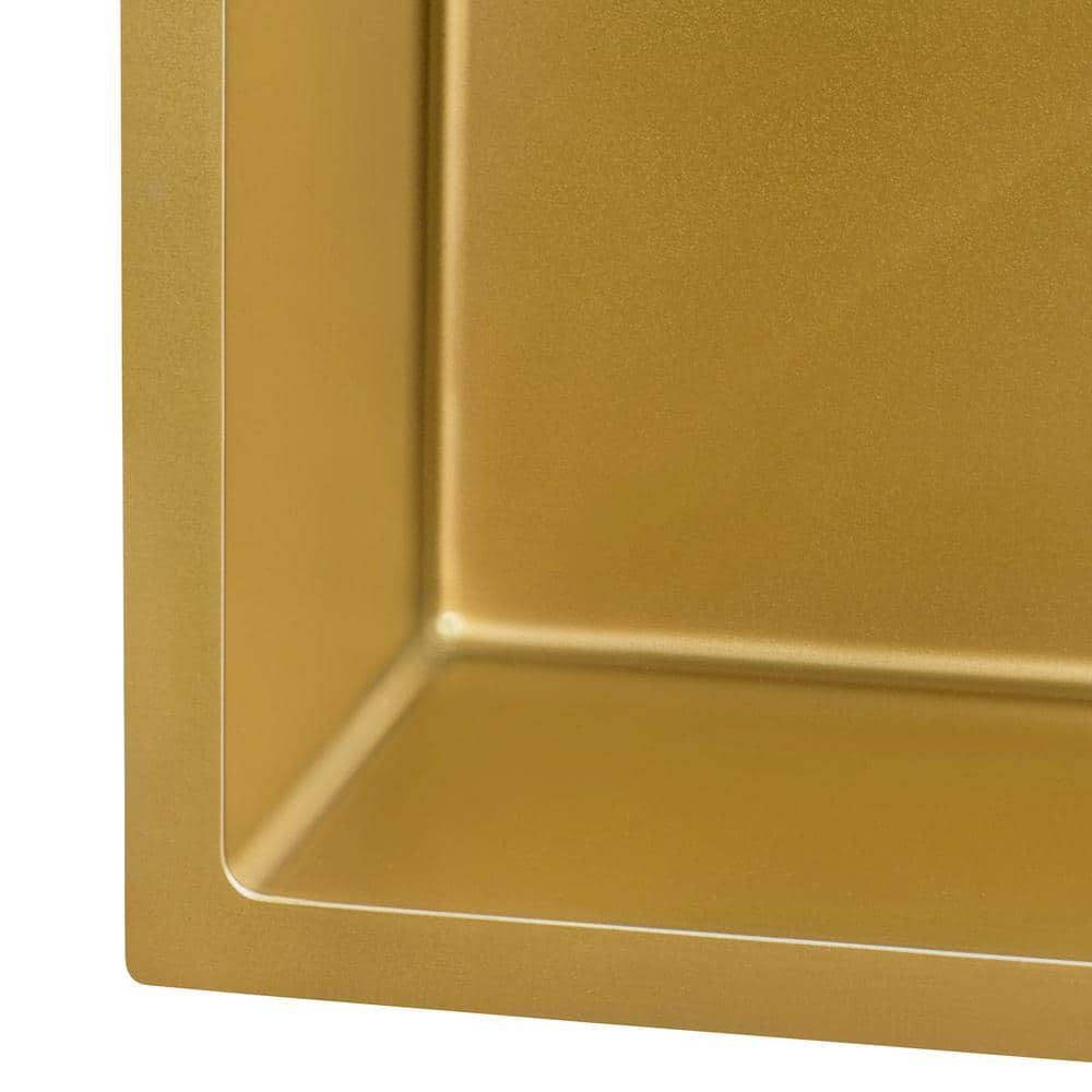 Ruvati 15" Matte Gold Stainless Steel Drop-In Bar Sink