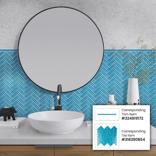 Apollo Tile Sea Blue 11 in. x 12.6 in. Herringbone Polished Glass Mosaic  Tile (4.81 sq. ft./Case) APLHB88042A - The Home Depot