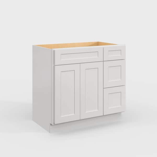 Hausvita 36 in. W x 21 in. D x 34.5 in. H in Shaker Dove Plywood Ready to Assemble Floor Vanity Sink Base Kitchen Cabinet