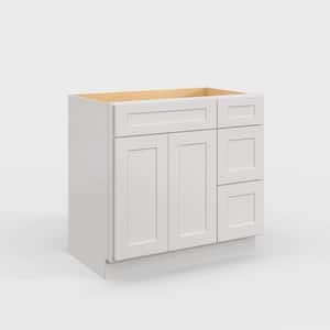 36 in. W x 21 in. D x 34.5 in. H in Shaker Dove Plywood Ready to Assemble Floor Vanity Sink Base Kitchen Cabinet