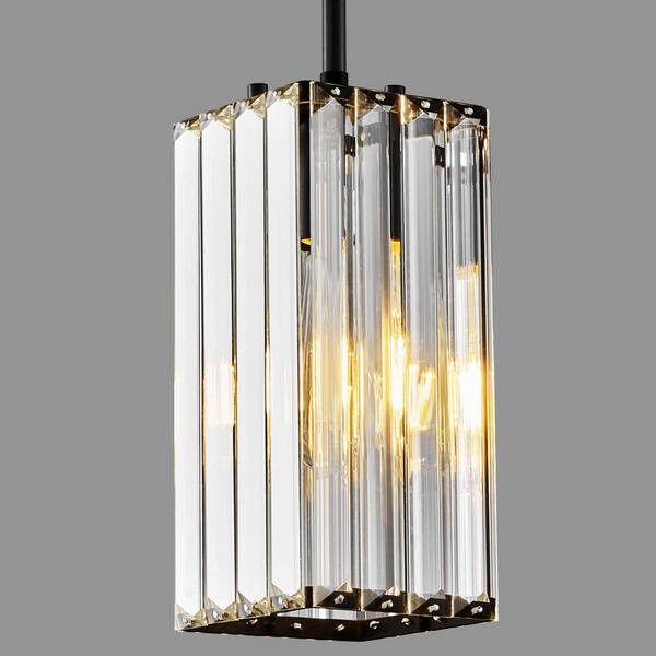 ZHLWIN Home Lighting 40-Watt 4-Lights Black Mini Crystal Rectangle