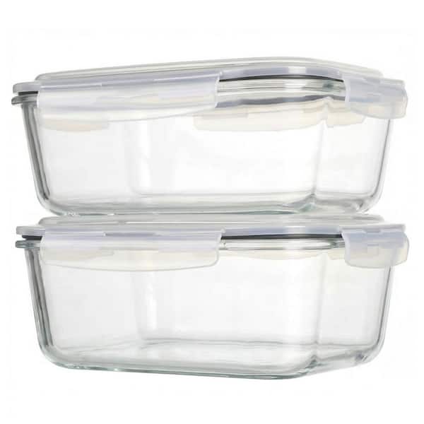 2-Pack 63 oz. Airtight Large Glass Food Storage Containers with Lids Set, Oven Freezer Dishwasher Safe, BPA Free