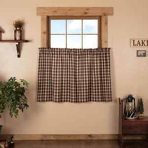 Rory 36 in. W x 36 in. L Country Light Filtering Tier Window Panel in Chocolate Creme Almond Pair