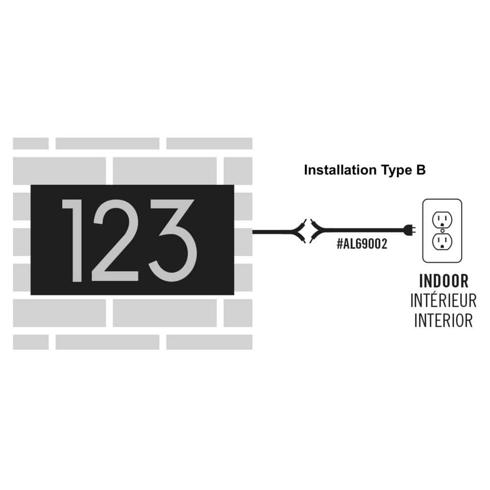 Large Black Steel Floating Address Plaque with Light Sensor