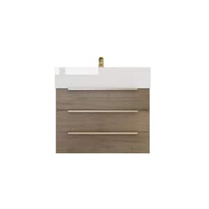 Bethany 24 in. W x 20 in. D x 22 in. H Single Sink Floating Bath Vanity in Light Oak with White Acrylic Top