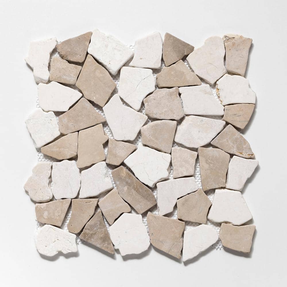 Apollo Tile Desert Hills Gray and Beige 12-in x 14-in Polished Natural Stone Marble Uniform Squares Patterned Floor and Wall Tile (5.53-sq. ft/ Carton)