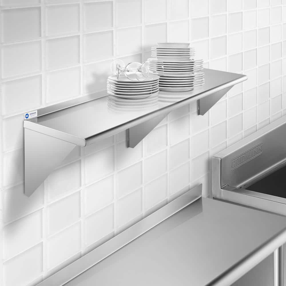 Commercial-Grade 60" Stainless Steel Wall-Mount Shelf with Backsplash
