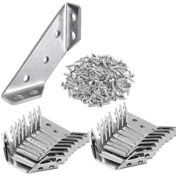 20PCS Universal Stainless Steel Triangle Corner Brace Support with Screws for Furniture Reinforcement