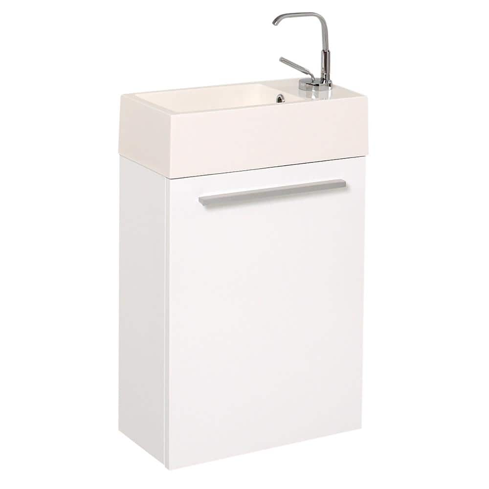 Fresca Pulito 16 in. Modern Wall Hung Bath Vanity in White with Vanity ...