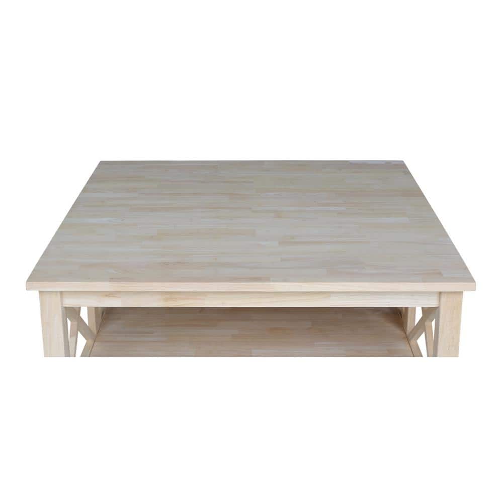 Hampton Square Unfinished Solid Parawood Coffee Table