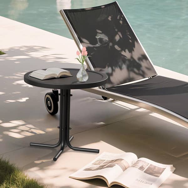 Patio Black Steel Side Table