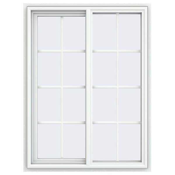 JELD-WEN 35.5 in. x 47.5 in. V-4500 Series White Vinyl Left-Handed Sliding Window with Colonial Grids/Grilles