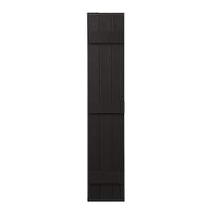 11 in. x 67 in. Polypropylene Plastic 3-Board Closed Board and Batten Shutters Pair in Peppercorn