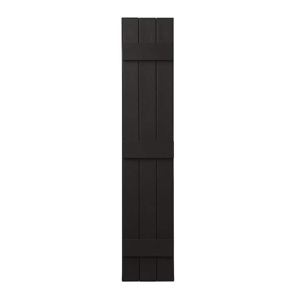 Ply Gem 11 in. x 67 in. Polypropylene Plastic 3-Board Closed Board and Batten Shutters Pair in Peppercorn