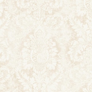 Valentine Damask Taupe & Linen Vinyl Roll Wallpaper (Covers 55 sq. ft.)