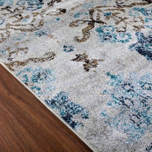 Provincial 11 Blue 3 ft. 3 in. x 5 ft. 3 in. French Damask Area Rug