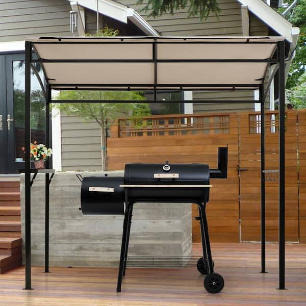 7 ft. x 4.5 ft. Beige Grill Gazebo Outdoor Patio Garden BBQ Canopy Shelter