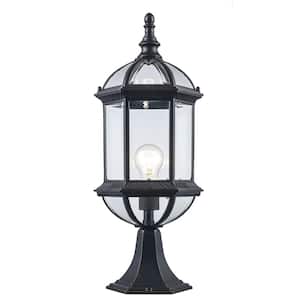 Wentworth 20.75 in. 1-Light Rust Outdoor Lamp Post Light Fixture with Clear Glass